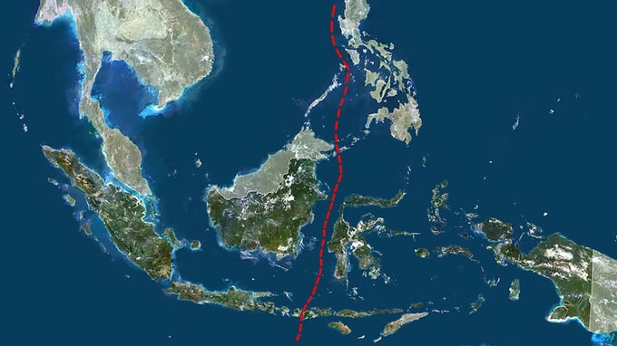 duong-wallace Đường Wallace, đường đỏ đứt đoạn, được ví như một hàng rào sinh học