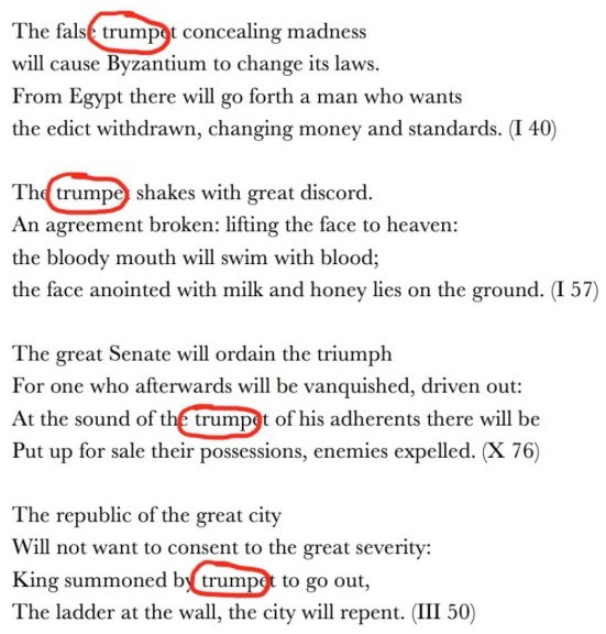 Những câu thơ của nhà tiên tri Nostradamus ám chỉ về Tổng thống Trump và những hậu quả do ông để lại. Những câu thơ của nhà tiên tri Nostradamus ám chỉ về Tổng thống Trump và những hậu quả do ông để lại.