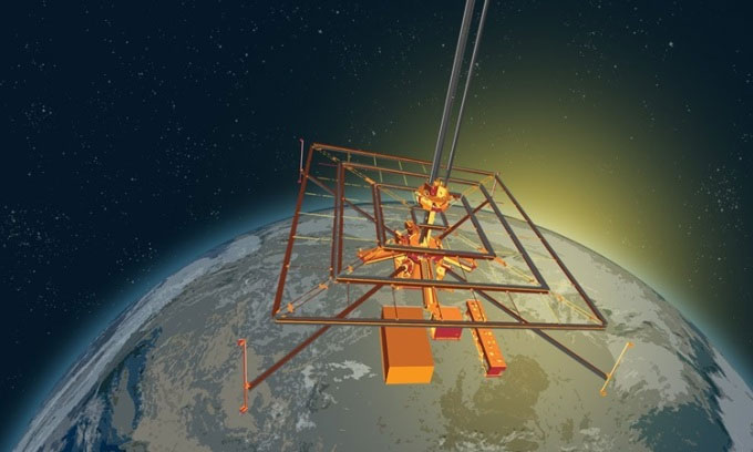 solar-space-power-demonstrator Mô phỏng vệ tinh Solar Space Power Demonstrator trên quỹ đạo thấp.