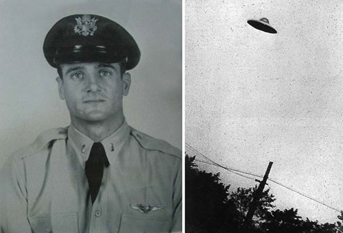 Trung úy Felix Moncla và hình ảnh được cho là của UFO. Trung úy Felix Moncla và hình ảnh được cho là của UFO.
