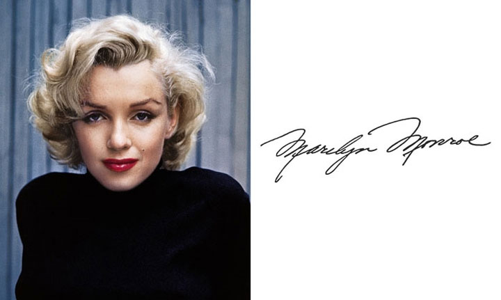 Marilyn Monroe có chữ ký khá duyên dáng.
