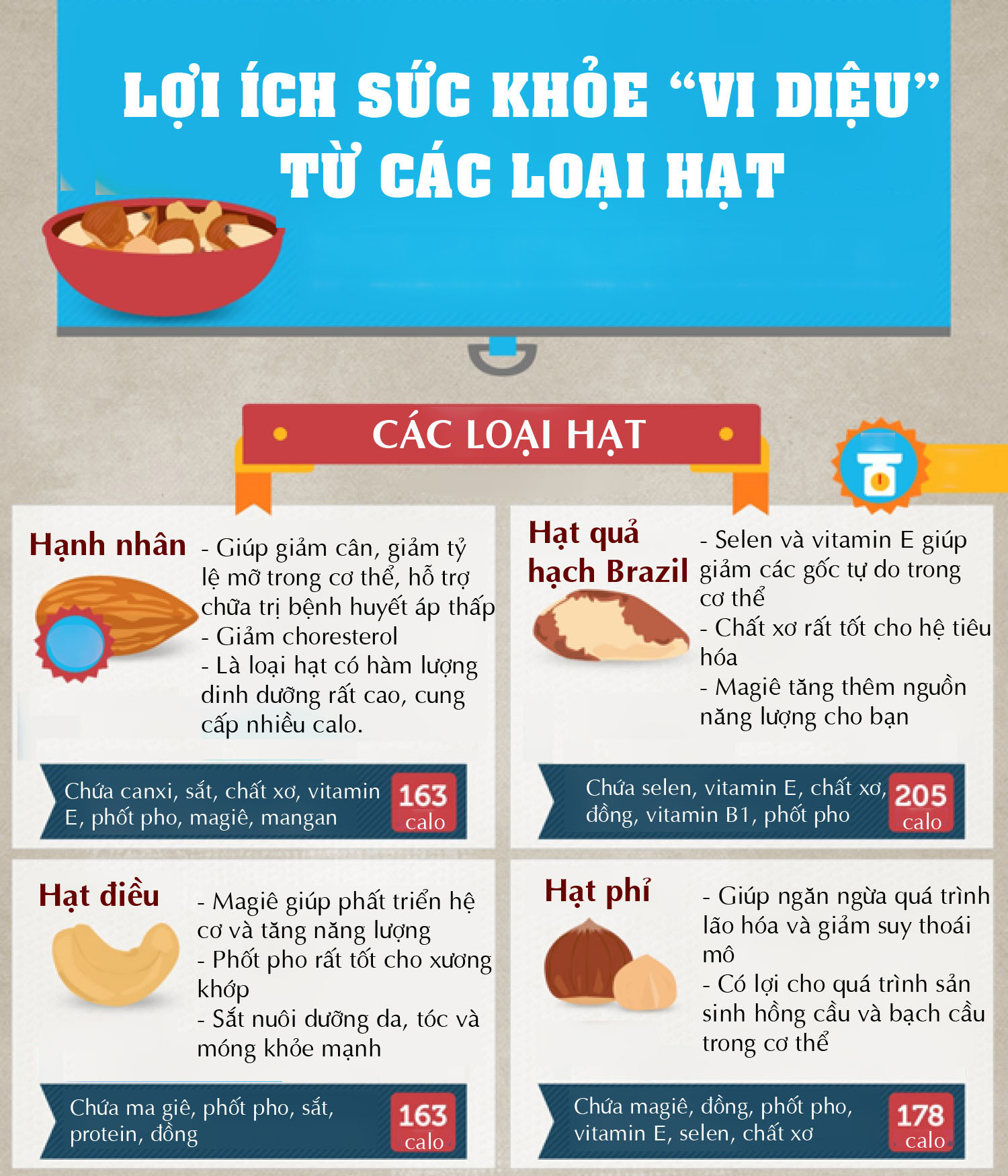 loi-ich-cua-cac-loai-hat Hạt hạnh nhân giúp giảm cân, giảm tỉ lệ mỡ trong cơ thể, hỗ trợ chữa trị huyết áp thấp.