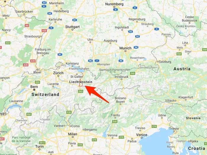 liechtenstein Liechtenstein trên bản đồ thế giới.